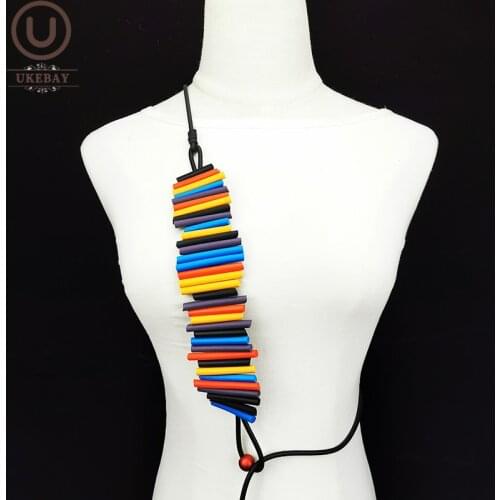 UKEBAY New Multicolor Handmade Necklaces Women Gothic Pendant Necklaces Fashion Design Boho Sweater Chains Rubber Jewelry Gift