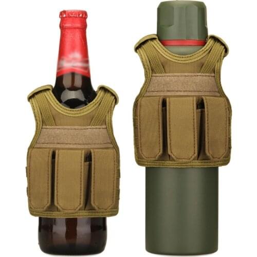 Military Mini Molle Hunting Vest Beverage Bottle Can Cooler Tactical Beer Vest Beer Bottle Cover Adjustable Shoulder Straps fd