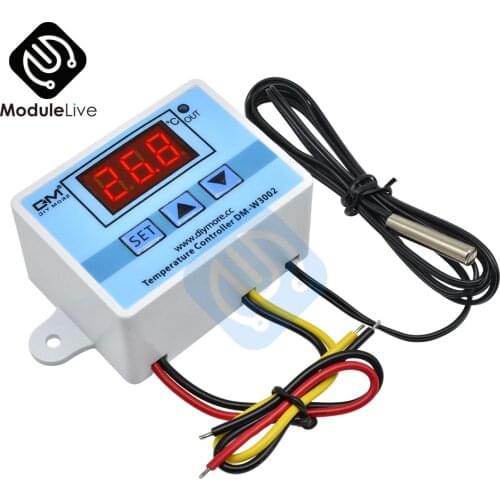 W3002 12V 24V 110V 220V LED Digital Temperature Controller Thermos Thermoregulator Sensor Meter Heating Cooling+1m 10k 3950 Wire