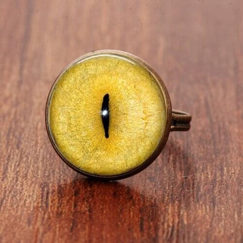 SUTEYI 3 colors yellow Dragon Eye Photo Glass Cat Eye colorful jewelry rings gift for send friend adjustable rings handmade 100