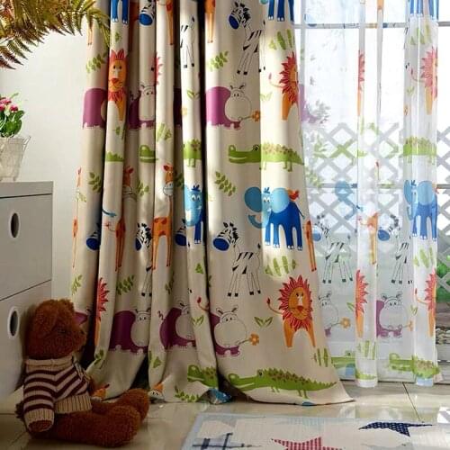 Lovely blackout animal curtain lion elephant curtains for kids room boys room window drapers cute cartoon curtain baby house