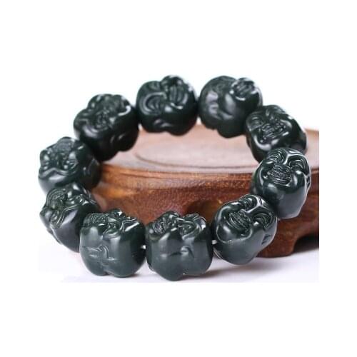 Zheru Jewelry Natural Hetian Jade Buddha Head Bracelet Mens and Womens Bracelet Necklace Fine Jewelry Best Gift