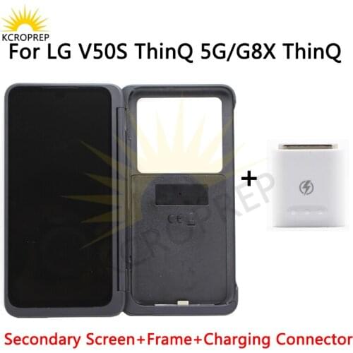 For LG V50S ThinQ 5G G8X LCD Display with frame Secondary Dual Screen Touch Panel Digitizer For LG V50S Charging Connector