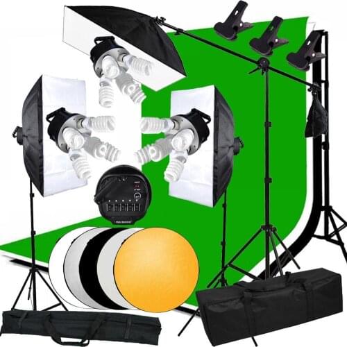 ZUOCHEN Photo Studio 3375W Softbox Continuous Lighting kit Boom arm Backdrop Light Stand