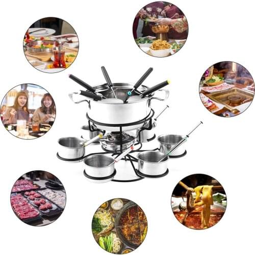 1 Set Stainless Steel Ice Cream Cheese Fire Boiler Alcohol Stove Cheese Multifunctional Fondue Pot Rotating Alcohol Stove