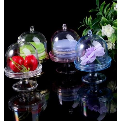 1 Pc Mini Cake Stand Cupcake Box Wedding Favor Party Plastic Candy Box Transparent Baby Shower Birthday Decoration 4 Colors