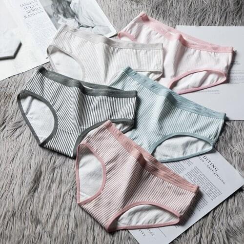 4PCS/Lot Children Cotton Underwear Young Girls Briefs Striped Short Briefs Comfortable Ladies Panties1013