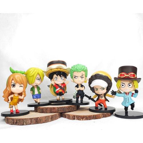 6pcs/Set One Piece Antistress Fidget Toy Anime Q Version Luffy Roronoa Zoro Nami Sanji PVC Figures Toys Kawaii Dolls Kid Gift
