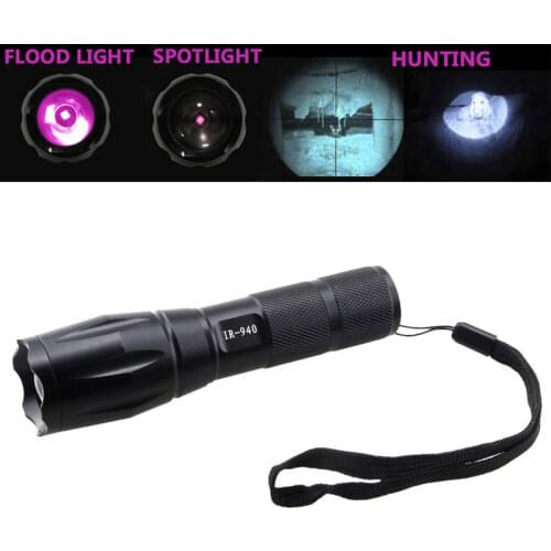 940nm 7W Zoomable IR LED Rechargeable Flashlight linterna torch 18650/3XAAA Outdoor Camping Powerful Led Flashlight