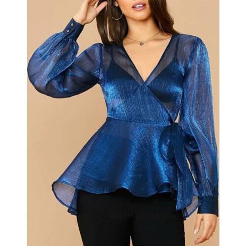 Женские голубые рубашки AOMEI China At AliExpress