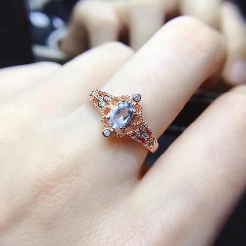 Aquamarine ring Natural And Real Aquamarine Ring Wedding Engagement Rings for Women 925 sterling silver Aquamarine Ring