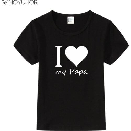 I Love My Papa Letter Print T Shirt Children 2020 New Summer Fashion Short Sleeve T-shirt Baby Boy Girl Tops Love Father Tee