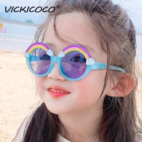 2021 Kids Sunglasses Cartoon Rainbow Shape Girls Boy Children Sun Glasses Round Fashion Eyeglasses Cute Baby Shades Eyewears