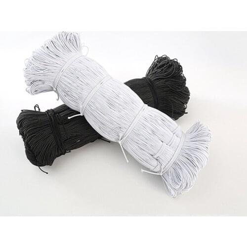 High-Elast 1MM/2MM/3MM White/black thin round Elastic Bands Elastic rope wedding Garment elastic tape for DIY sewing accessories