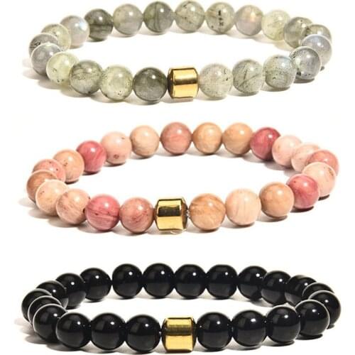 Hot Selling New Men Bracelet Natural Moonstone Bead 8mm Bracelets Men Jewelry gift Charm Trend Jewellery