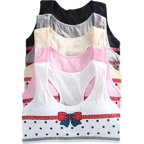Cotton Teenager Training Bras Kids Sports Bras Summer Girls Teens Underwear Puberty Clothing Wide Strap Adolescente 7-14 Years