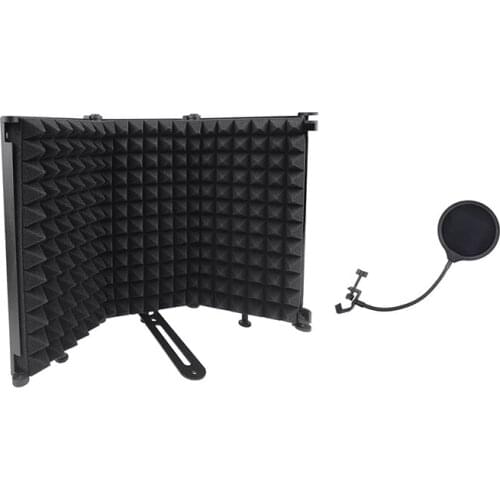 Microphone Isolation Shield With Blowout Prevention Net,Absorbing Foam Reflector Folding Panel,For Blue Yeti,Etc(3 Fold)