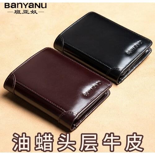 Good Quality Wallet for Men Genuine Leather RFID Retro Vintage Fashion Male Purse Card Holder Mens Short Wallets Drop Shipping