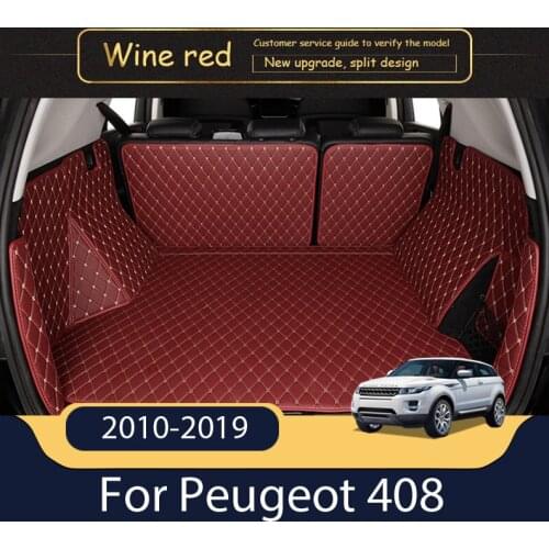 The Trunk Cargo Leather Liner Car Boot Liner Cargo Compartment Floor Carpet Mud Kick For Peugeot 408 2010-2019