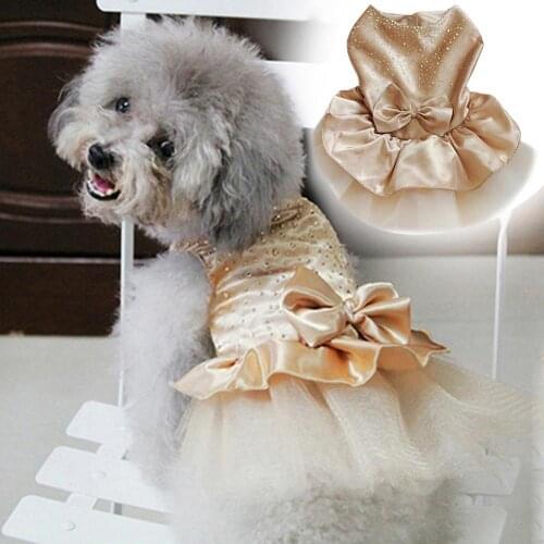Summer Pet Clothes Fashion Morden Wedding Dog Dress Puppy Bow Gauze Skirt Cat Sequin Princess Clothes Evening Dress for Party