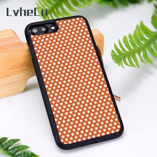 LvheCn Silicone Rubber Phone Case Cover for iPhone 6 6S 7 8 Plus X XS XR 11 12 Mini Pro Max orange stars