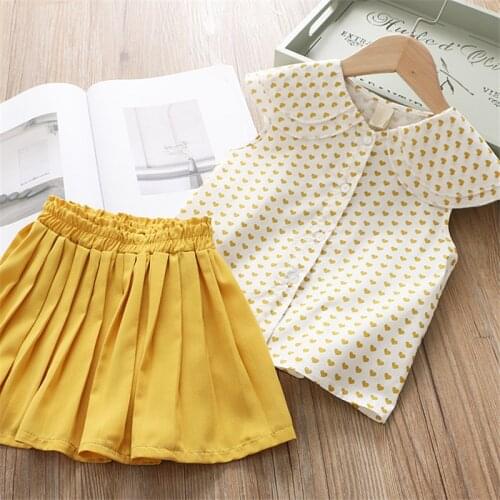 Menoea fashion cotton Girls Clothing Sets 2020 Summer Sleeveless Lace Children Sets Casual Dot Outfits Bow Girls Clothes Suit