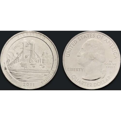 U.S. National Park Coin. 9th. Vicksburg Park. 25-cent Commemorative Coin 2011 Real Original Coins Collectibles Authentic Unc