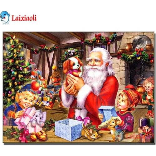 Full Drill Diy diamond painting set Santa Claus and kids rhinestones embroidery mosaic 5d cross stitch Christmas tree,gift decor
