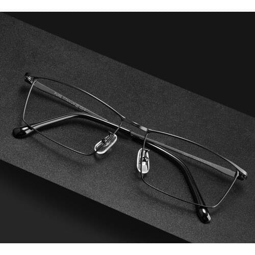 Logorela J85517 Men Pure Titanium Glasses Frame Fashion Male Square Ultralight Eye Myopia Prescription Eyeglasses