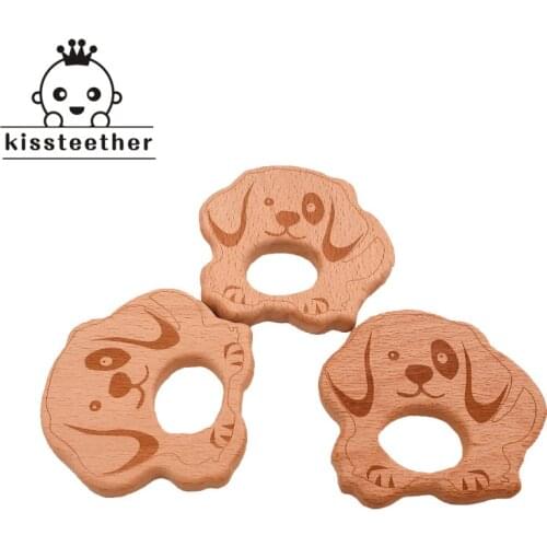 Beech Wooden Teether Dog Teething Original Wood Non-toxic Food Grade Materials DIY Pendant Chew Toys Baby Teether
