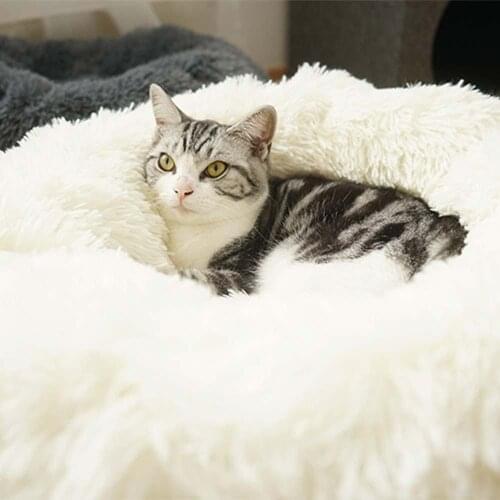Plush Soft Pet Sleep Blanket Dog Bed Creative Warm Puppy House Winter Type Round Shape Cat Nest