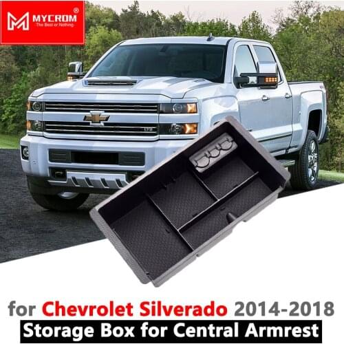 Armrest Box Storage Car Organizer Accessories for Chevrolet Silverado 2014 2015 2016 2017 2018 3rd Gen Stowing Tidying Chevy