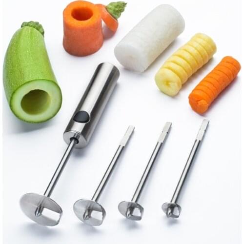 4-in-1 Stainless Steel Coring Tools Fruit and Vegetable Slicer Cutter Digging Artifact Kitchen Supplies Gadgets Aid Accessories