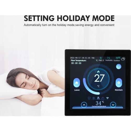 85-275V Wi-Fi Smart Thermostat Programmable Thermostat Schedule APP Remote Control Voice Control Compatible Weather Display