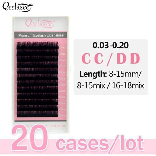 Qeelasee 20pcs/lot CC/DD curl fake mink eyelash eyelashes false individual eyelashes mink cilia lashes makeup eyelashes