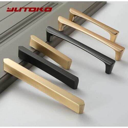 YUTOKO Cabinet Handles Gold Gray Zinc Alloy Solid Drawer Knobs Kitchen Cupboard Door Pulls Furniture Handle Cabinet Hardware