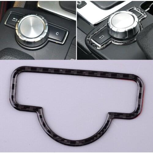 Carbon Fiber Multimedia Switch Button Cover Trim Moulding Black Fit For Mercedes Benz C W204 2007 2008 2009 2010 2011 2012 2013