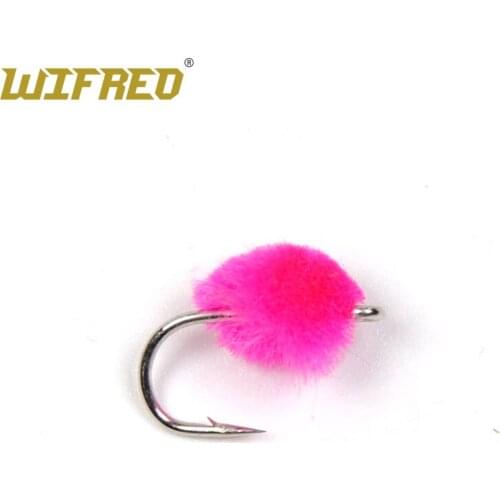 Wifreo 10PCS 12# Egg Fly Hook Hot Pink Trout Fishing Flies