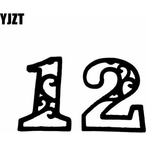 YJZT 15.5CM*9.1CM Fashion Number 12 Vinyl Car-styling Car Sticker Decoration Motorcycle Decal C11-0895