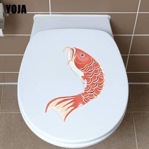 YOJA 15.6*21.5CM Common Carp Swimming Around Toilet Sticker Living Room Home Wall Decor Decal Cartoon Animal T3-0987