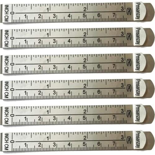 3" Stainless Steel Ruler Hem Clips/Curtain Clips Measuring Guides - INCHES & cm - Set of 6