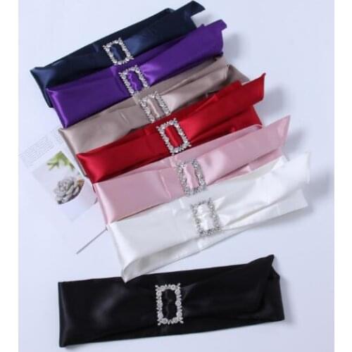 Womens runway fashion diamonds buckle satin Cummerbunds female Dress Corsets Waistband Belts decoration wide belt R1463
