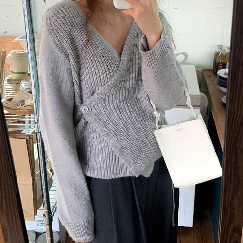 Alien Kitty Retro Lady V-Neck Knitted Coats Soft Cardigans 2021 Autumn Casual Warm New Chic Elegant Loose Fashion Women Sweaters