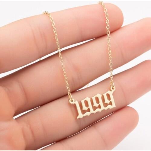 Hot Sale New Unique Commemorating Year Number Stainless Steel Necklace for Women Girls Pendant Necklace Jewelry Commemorat Gift