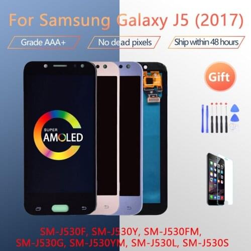 Super Amoled LCD For Samsung Galaxy J5 2017 J530 J530F AMOLED LCD Display Touch Screen Digitizer Assembly+Free gift