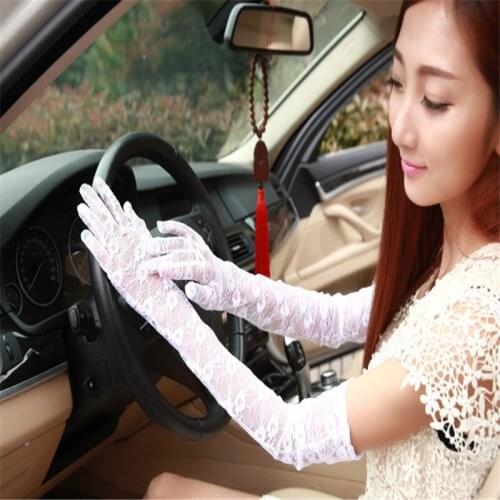 1 pairs 55cm long glove lace glove wedding ceremonial Prom decorations Summer sunscreen Bride gloves Party glove