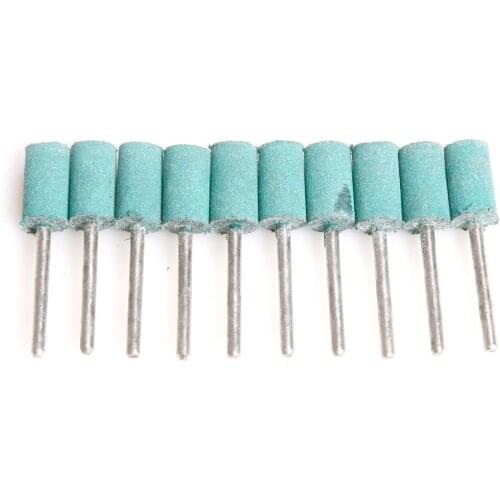 10pcs 10mm Rubber Polishing Grinding Head Mounted Points & Blue 3mm/1/8" Shank