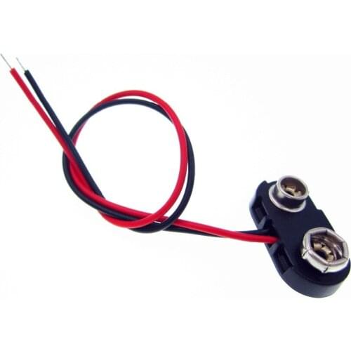 10Pcs 9V Battery Snap-on Connector Clip Connector Clip With Wire Holder Cable Leads Cord NEW