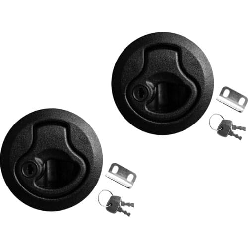 2 Pieces/ Set Round 2''/50mm Flush Pull Slam Latch with Keys for Boat Deck Hatch 1/4'' Door - Locking Style