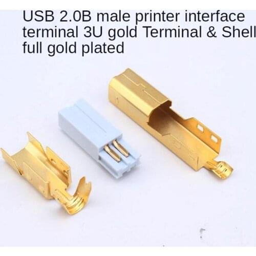 2 pcs High quality usb male head type B gold-plated square mouth connector printer data line interface terminal gold-plated 3U